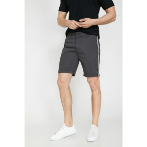 Koton Men's Gray Normal Waist Pocket Detailed Stripe Detailed Shorts