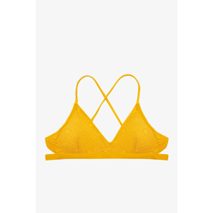 Koton Women's Yellow Fishnet Detailed Bikini Top