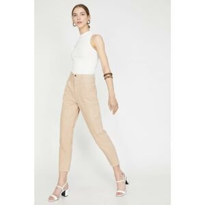 Koton Women Pink Slim Fit Pocket Detailed Button Detailed Trousers