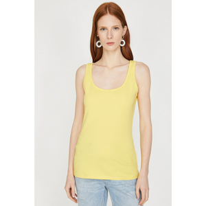 Koton Women's Yellow Round Neck Hollow Collar Athlete