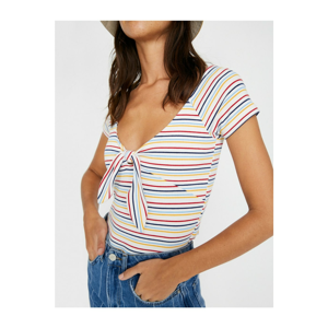 Koton Women's Blue Striped T-Shirt