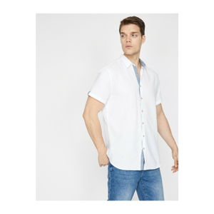 Koton Men's White Short Sleeve Classic Collar Shirt