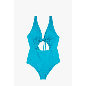 Koton Women's Blue Waist Bagged Swimsuit
