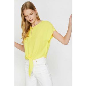 Koton Women Yellow Crew Neck Short Sleeve Blouse