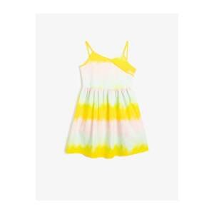 Koton Girl's Yellow Cotton Multicolored Suspender Dress