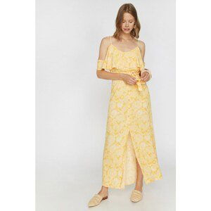 Koton Women Yellow Strappy Short Sleeve Patterned Maxi Dress