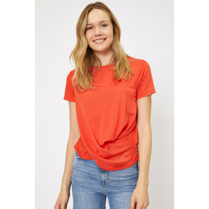 Koton Women's Red Crew Neck Short Sleeve T-Shirt