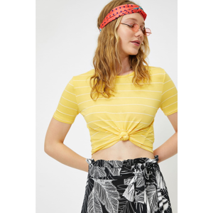 Koton Women's Yellow Striped T-Shirt