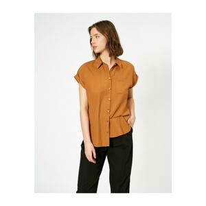 Koton Women's Brown Pocket Detailed Shirt