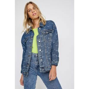 Koton Women Blue Letter Printed Jean Jacket