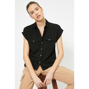 Koton Women's Black Pocket Detailed Shirt