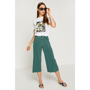 Koton Women's Green High Waist Casual Cut Trousers