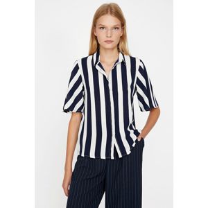 Koton Women Navy Blue Striped Shirt