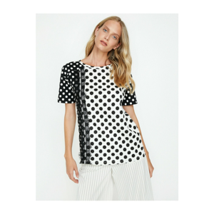 Koton Women's White Polka Dot Detail T-shirt