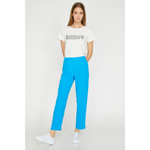 Koton Women's Blue Casual Fit Trousers