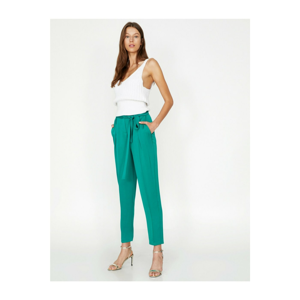 Koton Women's Green Tie Waist Trousers