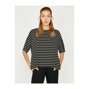Koton Women Black Striped T-Shirt