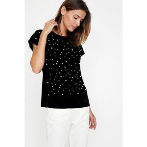 Koton Women's Black Pearl Detailed T-Shirt