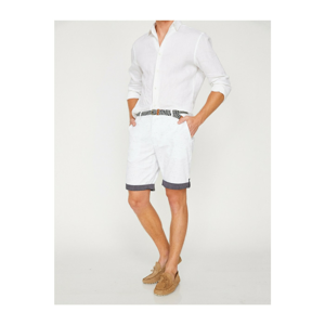 Koton Men's White Belt Detailed Shorts