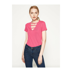 Koton Women's Pink Collar Detail T-shirt