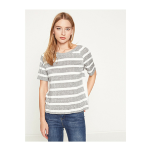 Koton Women's Gray Striped T-shirt