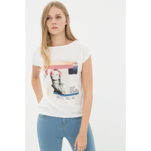 Koton Women's Off White T-Shirt