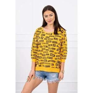 Blouse with inscriptions mustard S/M - L/XL