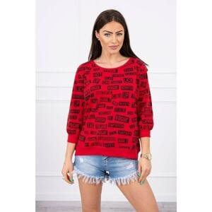 Blouse with inscriptions red S/M - L/XL