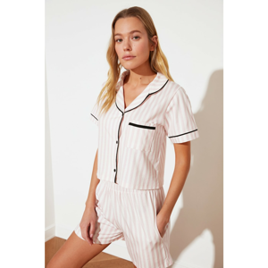 Trendyol Striped Knitted Pajamas Set