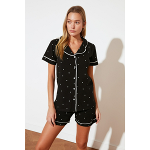 Trendyol Black Printed Knitted Pajamas Set