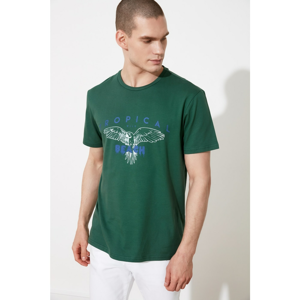 Trendyol Green Men's Regular Fit Crew Neck Short Sleeve Printed T-Shirt