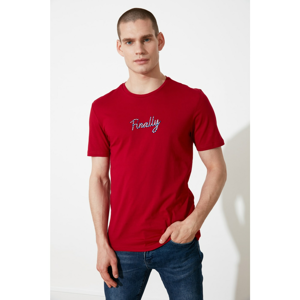 Trendyol Red Men's Slim Fit Crew Neck Short Sleeve Embroidered T-Shirt