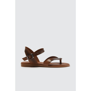 Trendyol Brown Genuine Leather Women Sandals