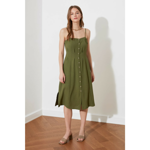 Trendyol Khaki Strapped Buttoned Dress