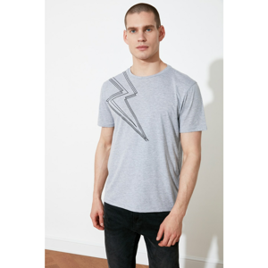 Trendyol Gray Men's Slim Fit Crew Neck Short Sleeve Printed T-Shirt