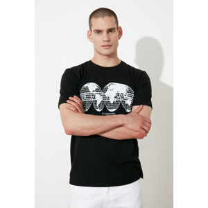 Trendyol Black Men's Slim Fit Crew Neck Short Sleeve Printed T-Shirt