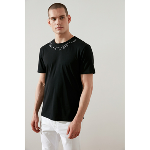 Trendyol Black Men's Slim Fit Crew Neck Short Sleeve Embroidered T-Shirt