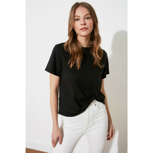 Trendyol Black Knitted Blouse With Cross Detailed Detailed Hem