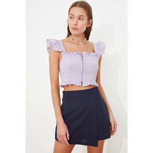 Trendyol Lilac Zipper Detailed Crop Blouse