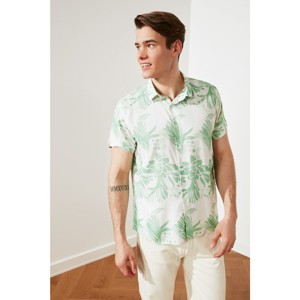 Trendyol White Men's Regular Fit Shirt Collar Floral Shirt