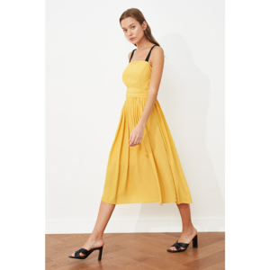 Trendyol Yellow Belted Strap Dress