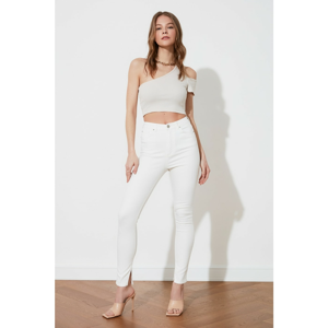 Trendyol High Waist Skinny Jeans With White Hem Slit
