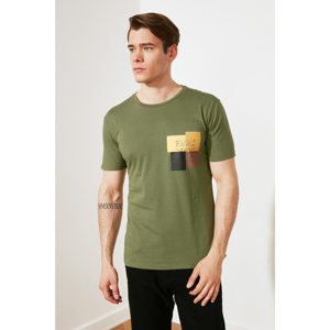 Trendyol Khaki Men's Regular Fit Short Sleeve Printed T-Shirt