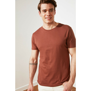 Trendyol Brown Men's Regular Fit Crew Neck Short Sleeve Printed T-Shirt