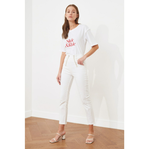 Trendyol White Zipper Detailed High Waist Skinny Jeans
