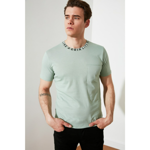Trendyol Mint Men's Slim Fit Crew Neck Short Sleeve Printed T-Shirt with One Pocket