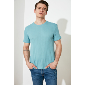 Trendyol Blue Men's Regular Fit Textured Short Sleeve T-Shirt