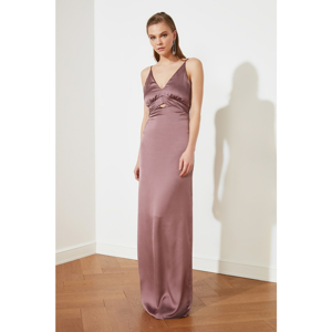 Trendyol Lilac Neck Detailed Satin Evening Dress & Graduation Gown