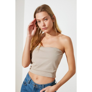 Trendyol Mink Gathered Crop Knitted Blouse