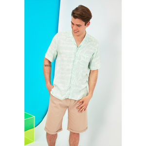 Trendyol Mint Men's Regular Fit Apron Collar Short Sleeve Shirt